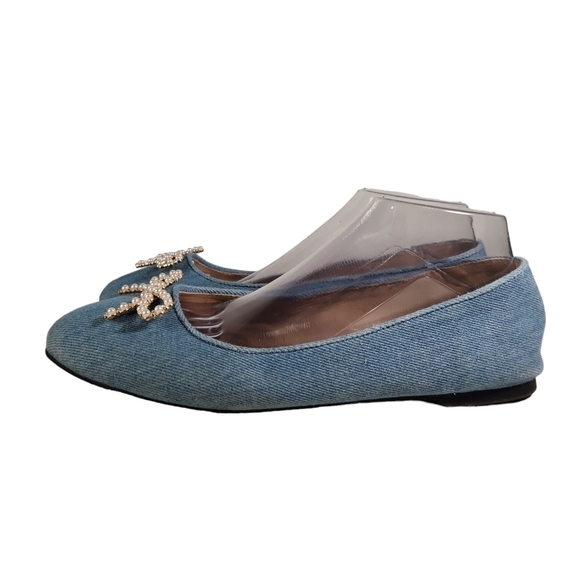 Cato Denim & Pearl Flats - Picture 6 of 9